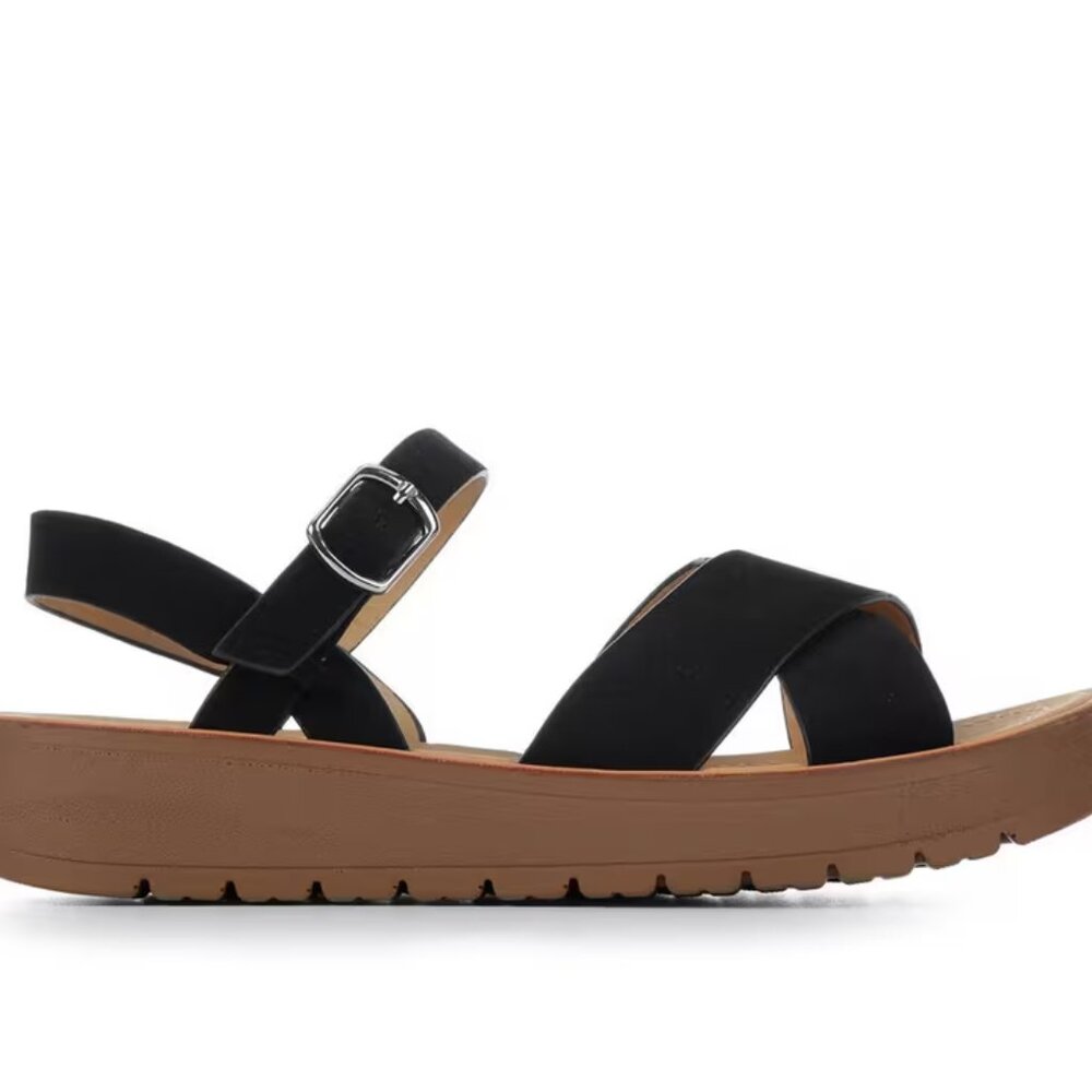 Soda Women's Black Chester-S Wedge Sandals/NIB/7 - Picture 2 of 15